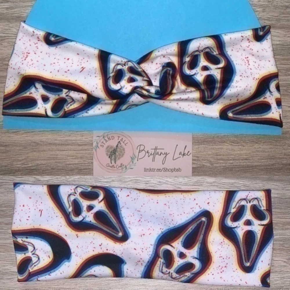 Last 1! Psychedelic trippy scream Halloween Horror 3D twist front headband new